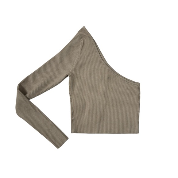 Alp N Rock | ANR+ Marie One Shoulder Eco Vero Ribbed Sweater in Stone Small - Picture 4 of 8